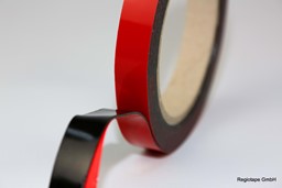 Bild von RT 667408 Reinacrylat Klebeband, Kurzrollen, 0,8 mm, permanent haftend, schwarz, High Perfomance Tape